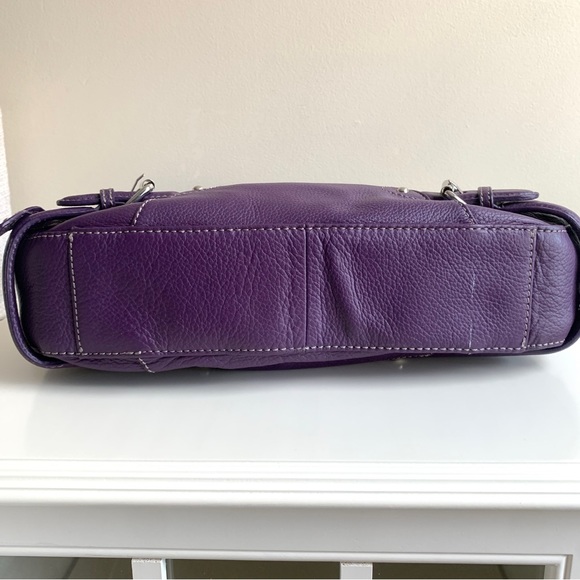 Maxx New York Signature Purple Pebbled Leather Handbag - Picture 3 of 14